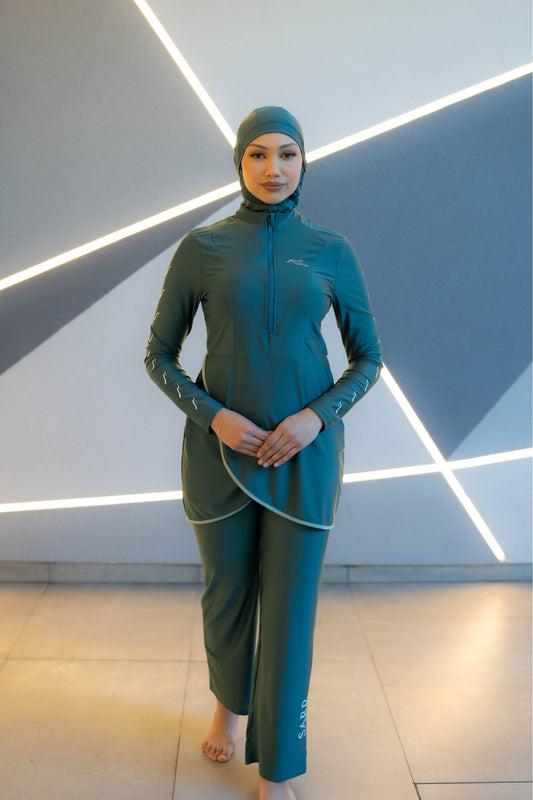 Emerald Green Swimwear Set With Hijab
